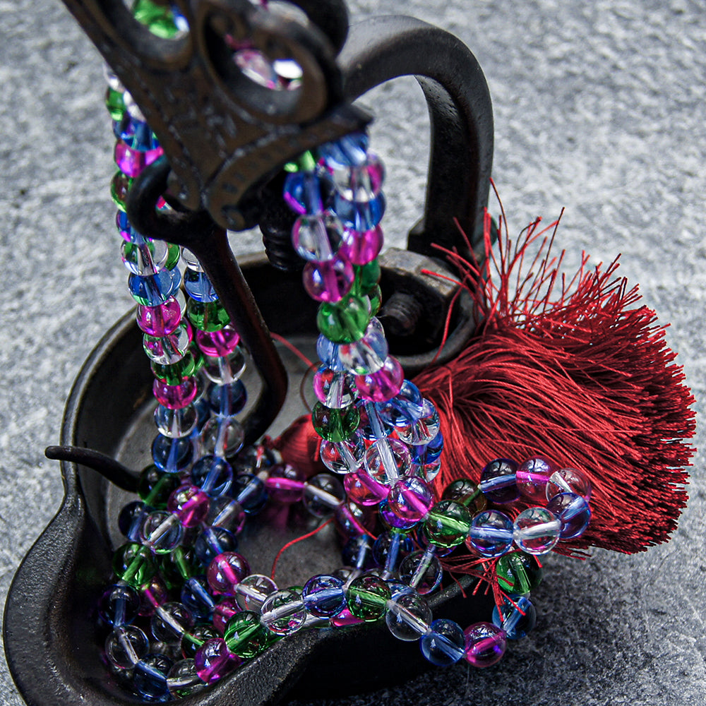 Kjede, 120 cm langt, sommer, med rosa dusk